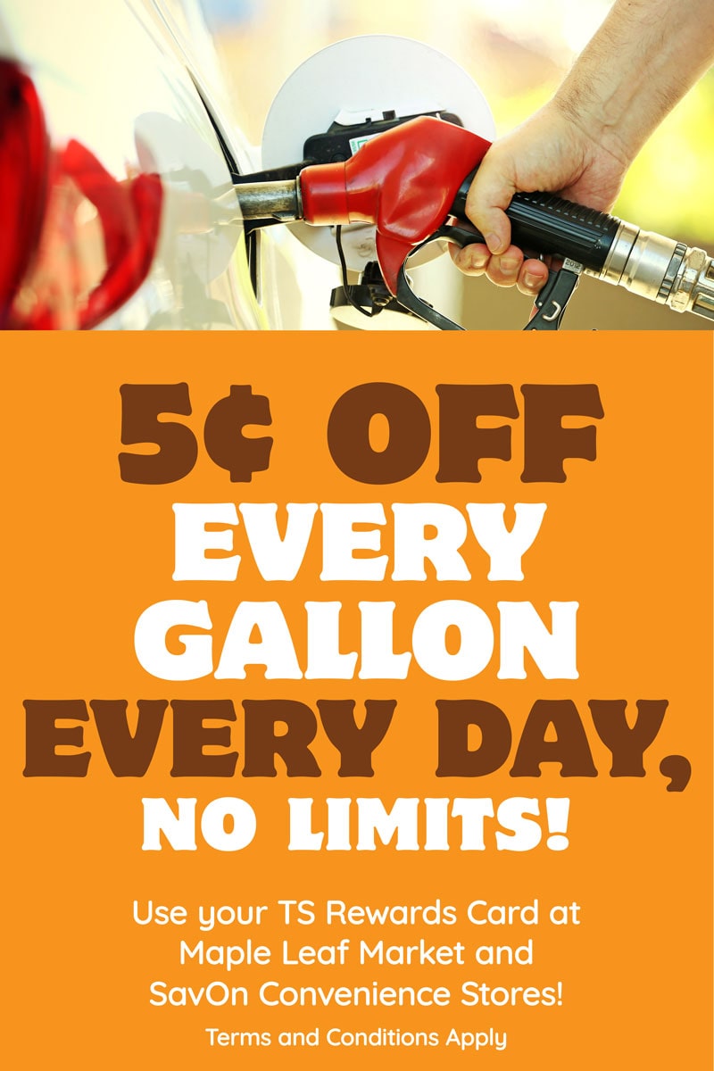 5 cents off every gallon every day, no limits